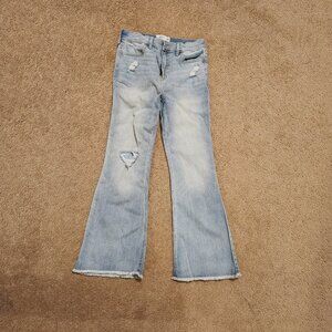 Abercrombie Kids high-rise flare ripped jeans size 13/14 Short